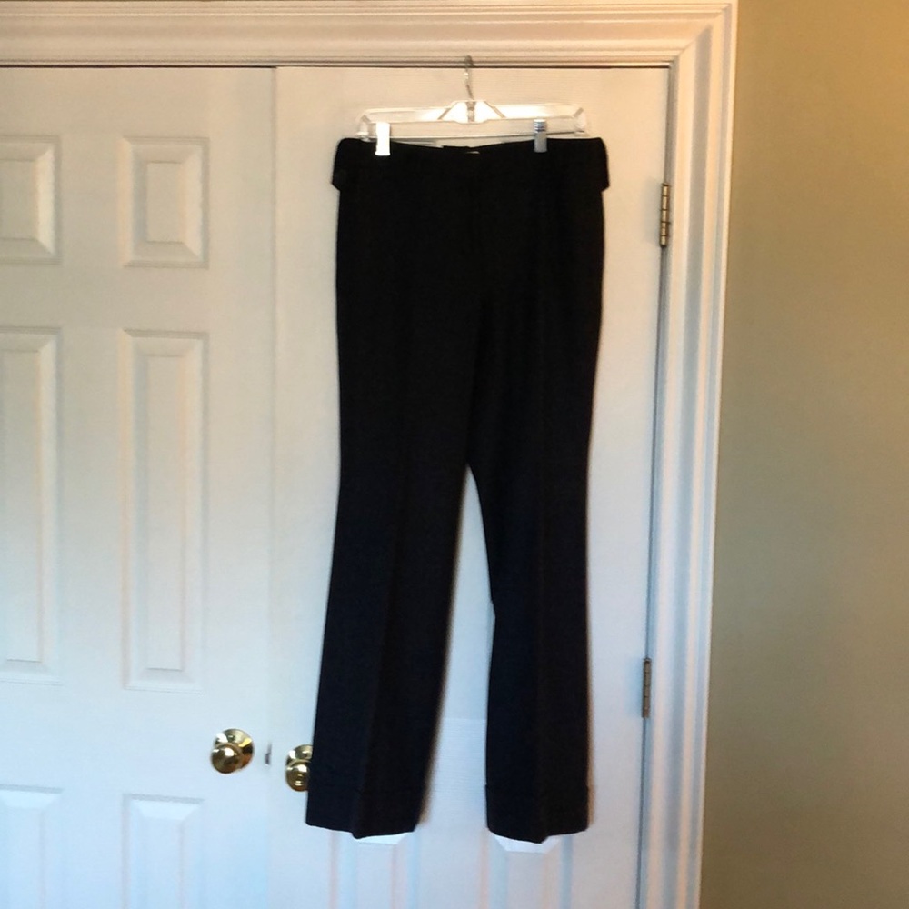 Navy blue cuffed wool trousers LOFT